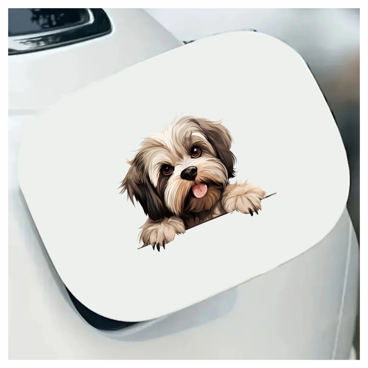 Brown White ShihTzu Dog Cute Vinyl Sticker Decal