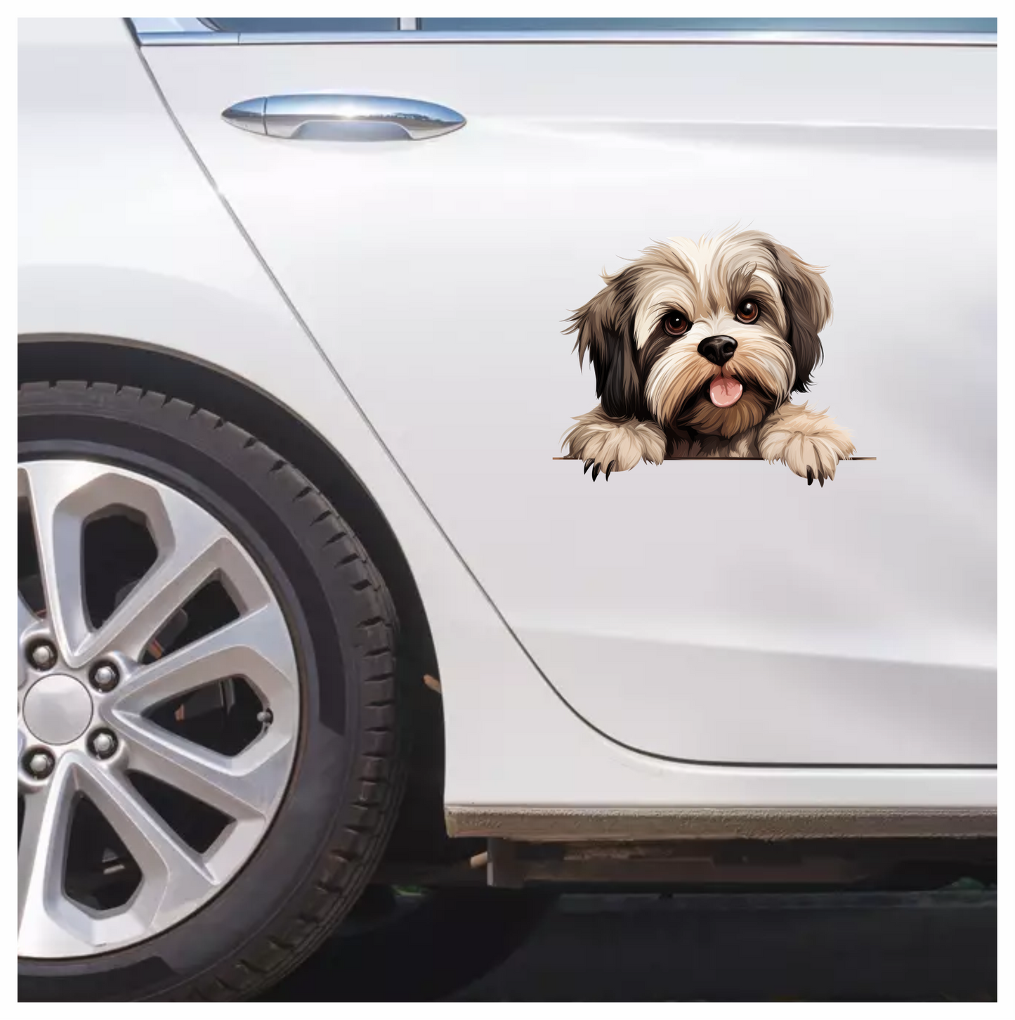 Brown White ShihTzu Dog Cute Vinyl Sticker Decal