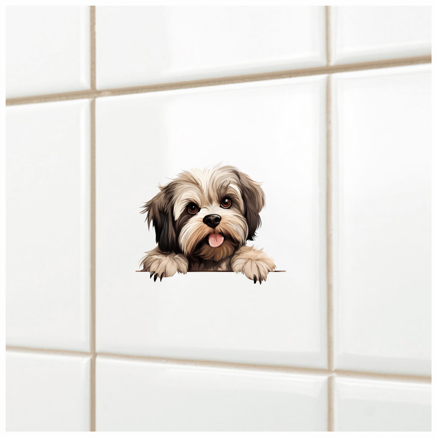 Brown White ShihTzu Dog Cute Vinyl Sticker Decal