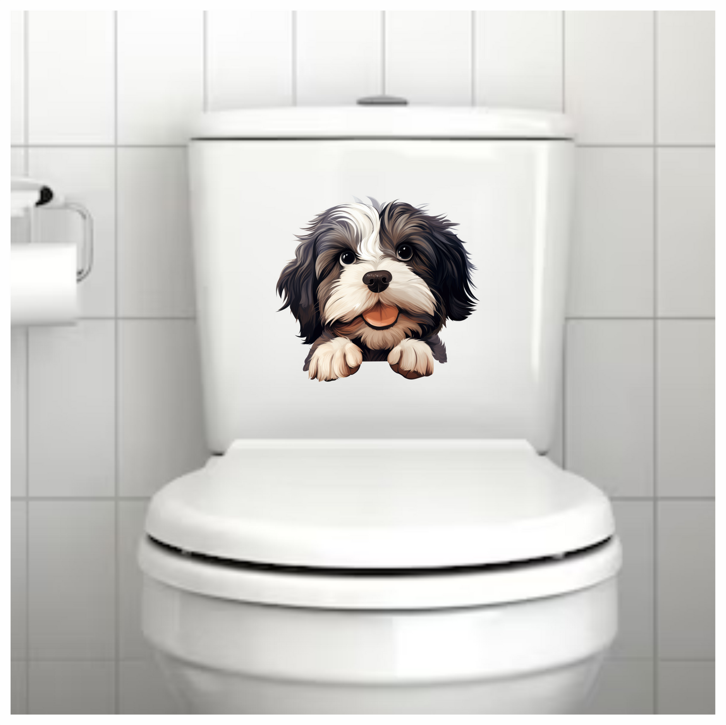 Black White Dog ShihTzu Cute Vinyl Sticker Decal