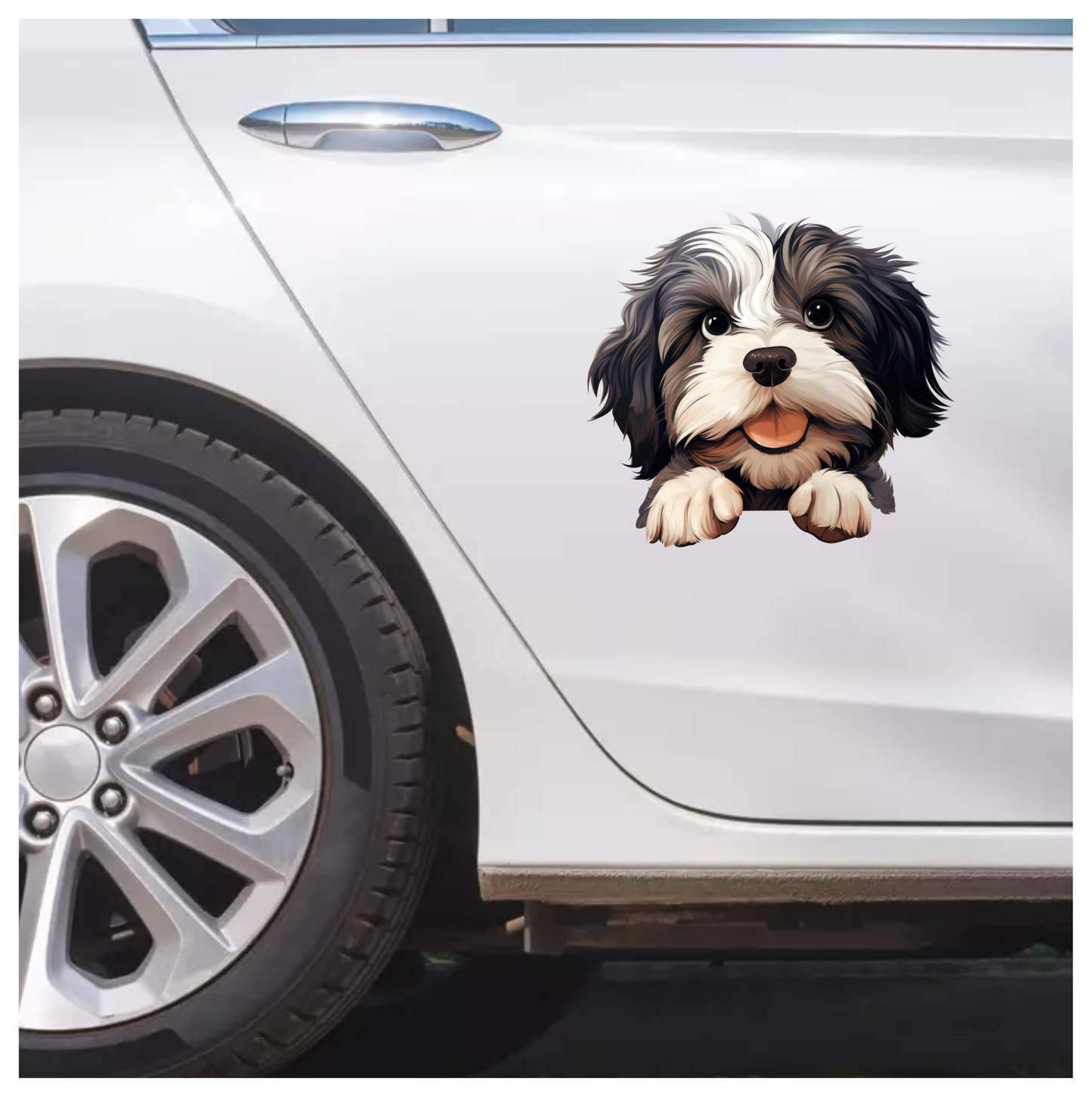 Black White Dog ShihTzu Cute Vinyl Sticker Decal