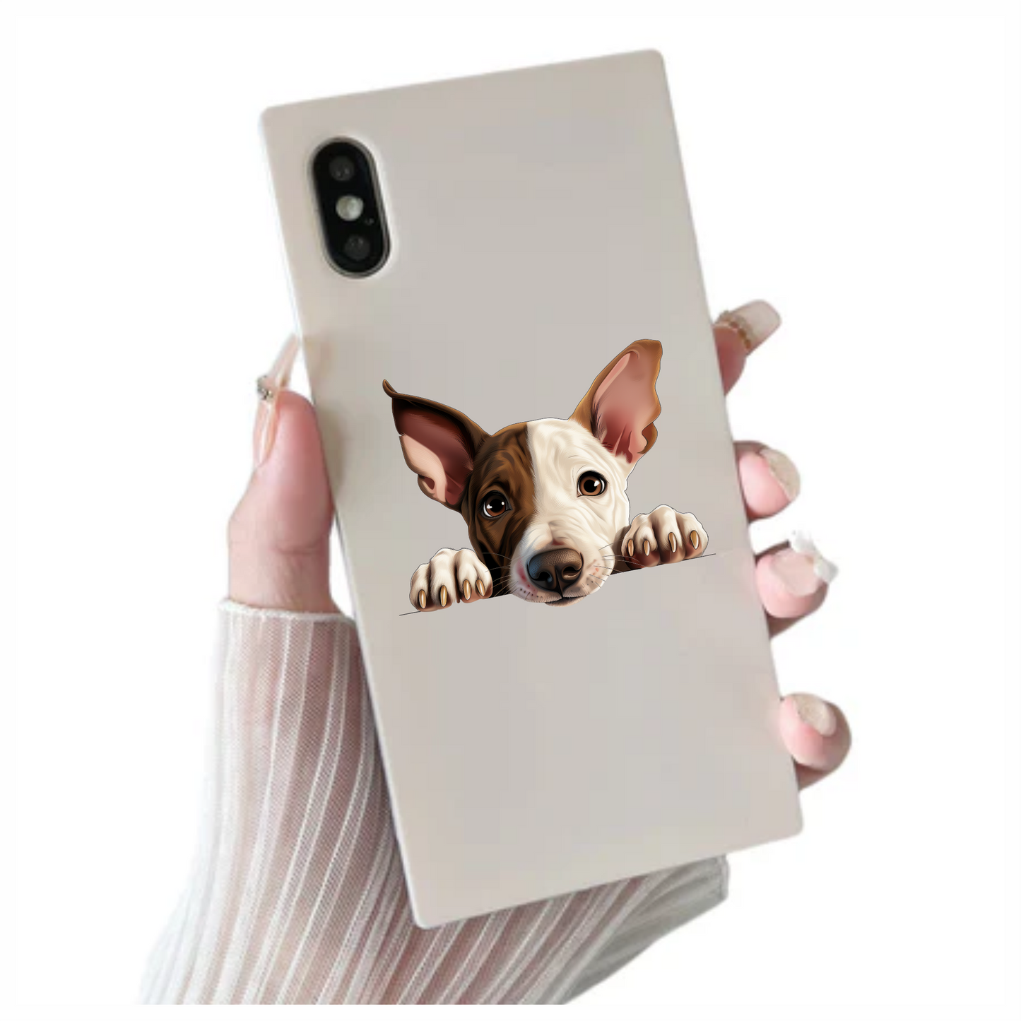 Brown White Dog Terrier Face Vinyl Sticker Decal