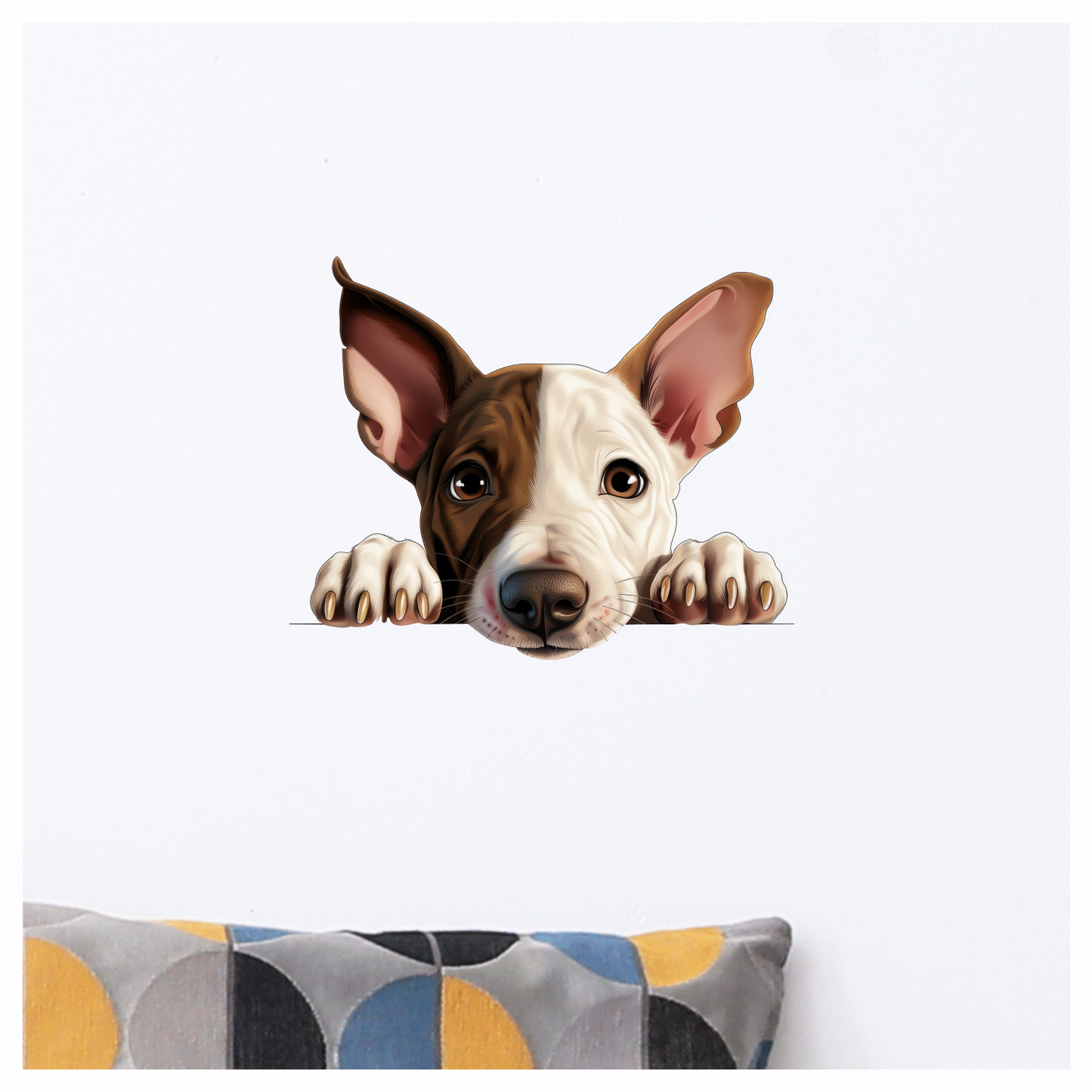 Brown White Dog Terrier Face Vinyl Sticker Decal