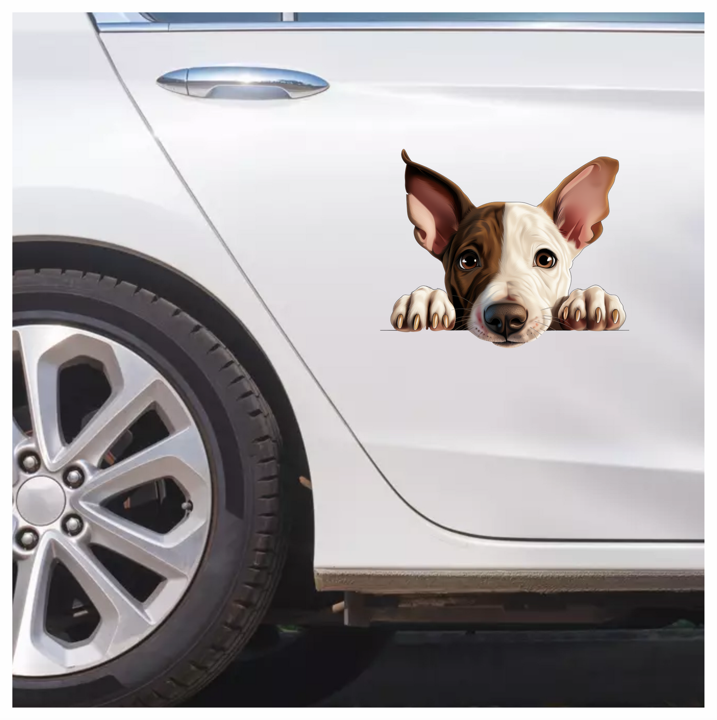 Brown White Dog Terrier Face Vinyl Sticker Decal