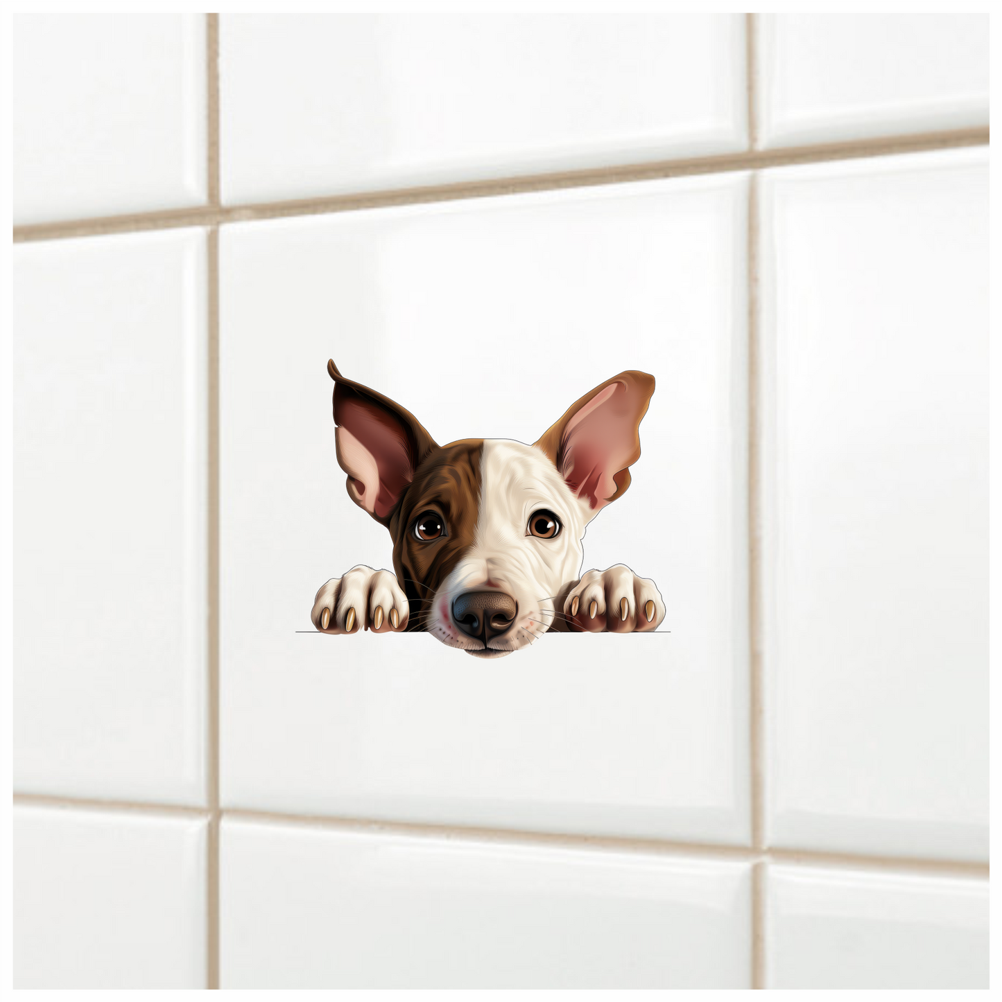 Brown White Dog Terrier Face Vinyl Sticker Decal