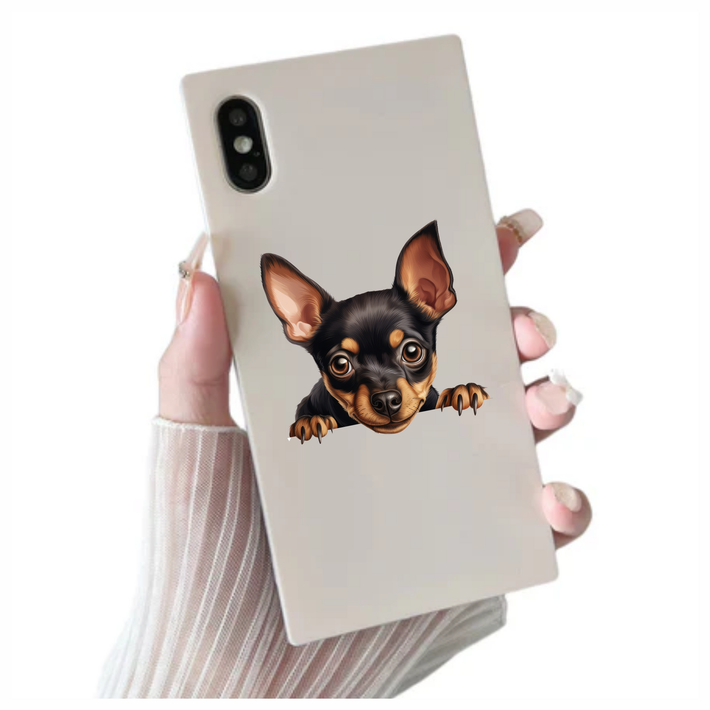 Black Brown Chihuahua Puppy Face Vinyl Sticker Decal