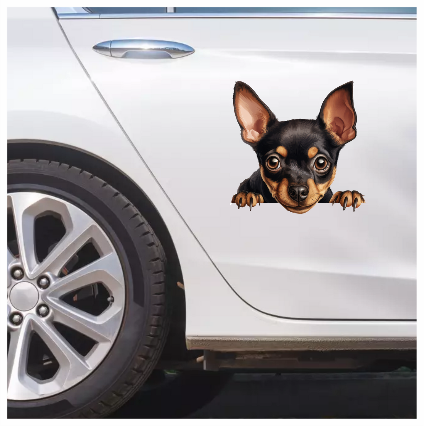 Black Brown Chihuahua Puppy Face Vinyl Sticker Decal