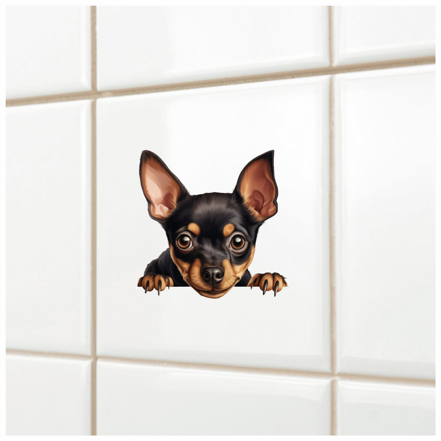 Black Brown Chihuahua Puppy Face Vinyl Sticker Decal