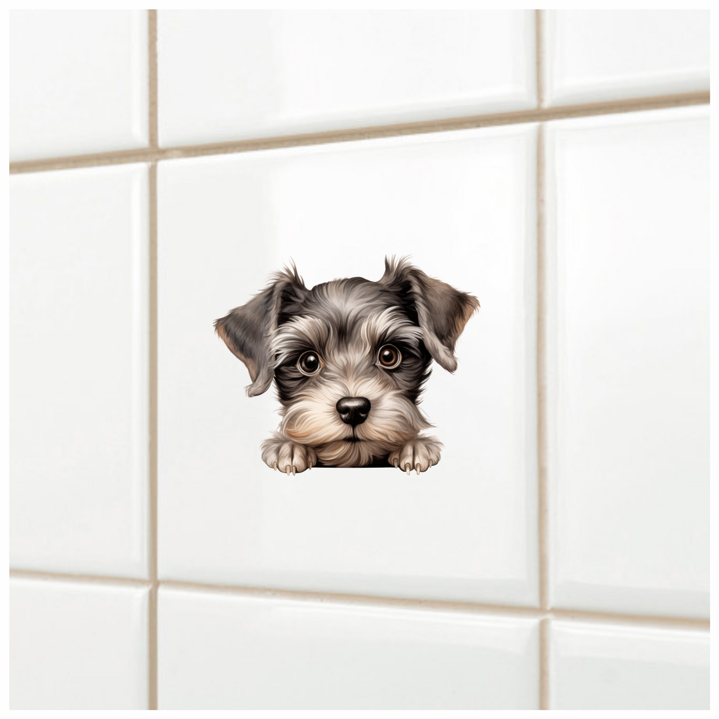 Gray Puppy Dog Terrier Cute Vinyl Sticker Decal