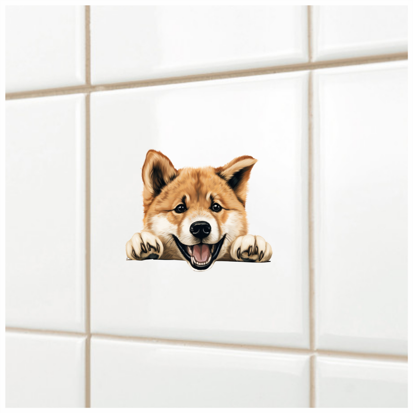 Brown Dog Puppy Happy Face Vinyl Sticker Decal
