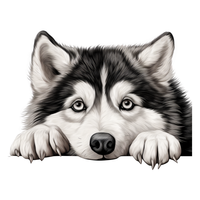Black White Husky Dog Paws Vinyl Sticker Decal