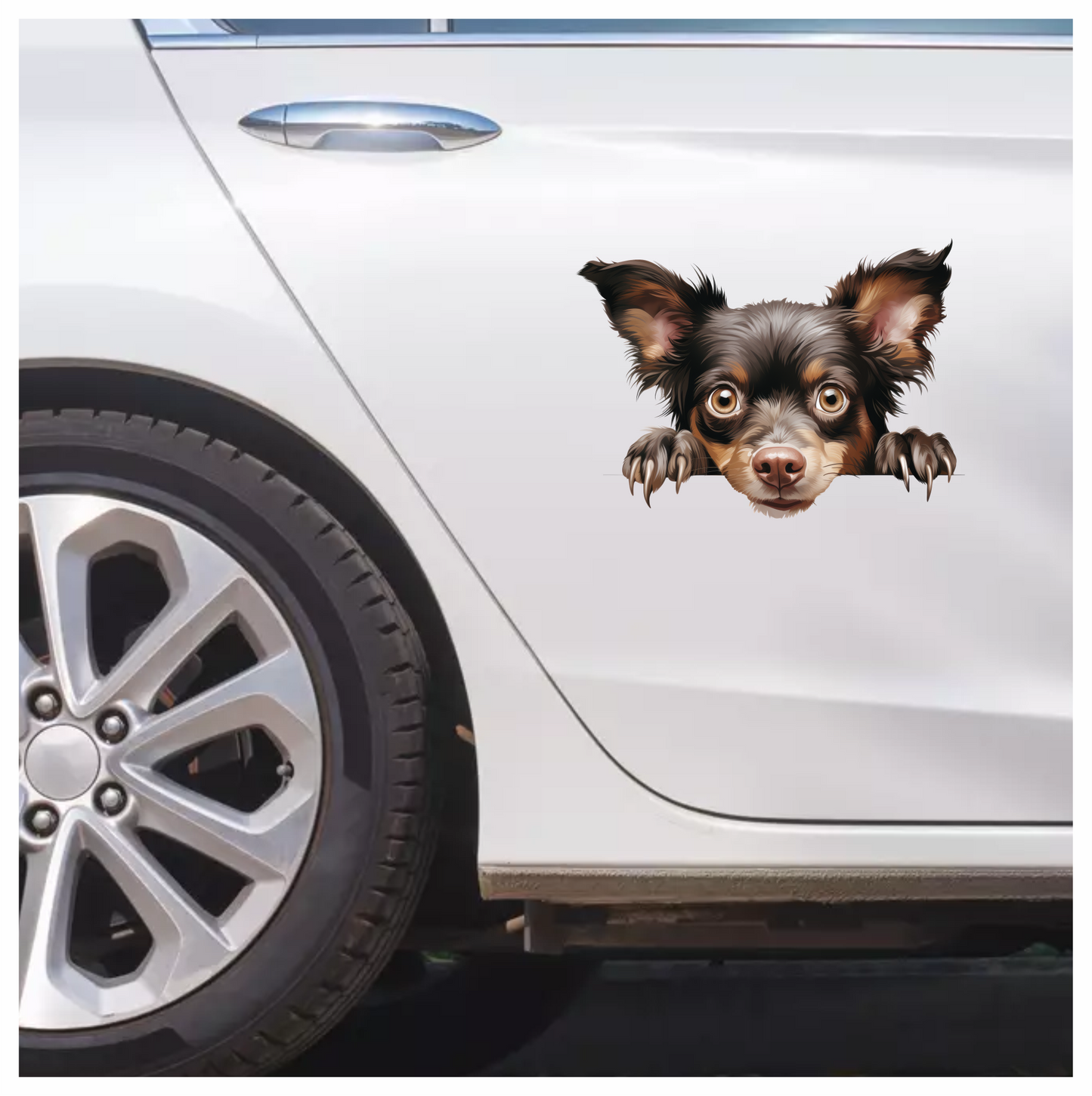 Brown Chihuahua Dog Face Paws Vinyl Sticker Decal
