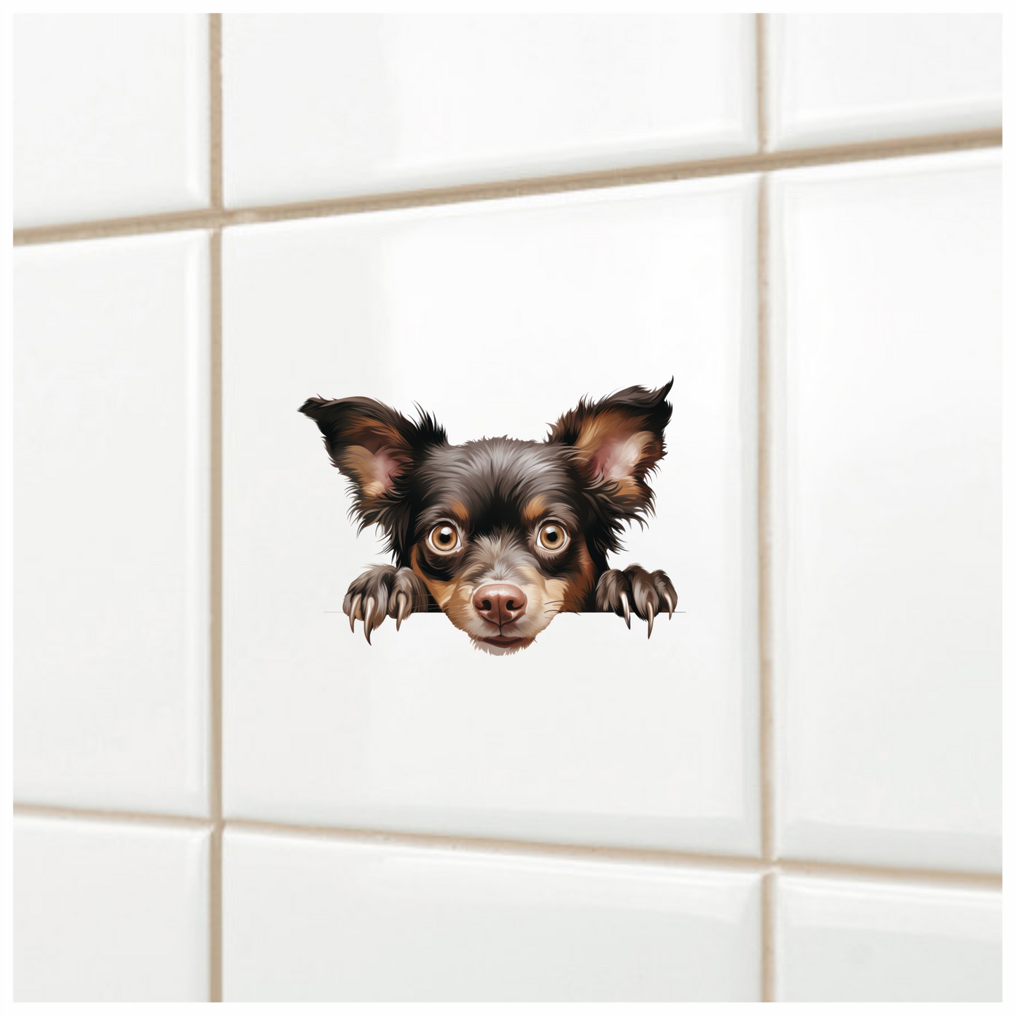 Brown Chihuahua Dog Face Paws Vinyl Sticker Decal