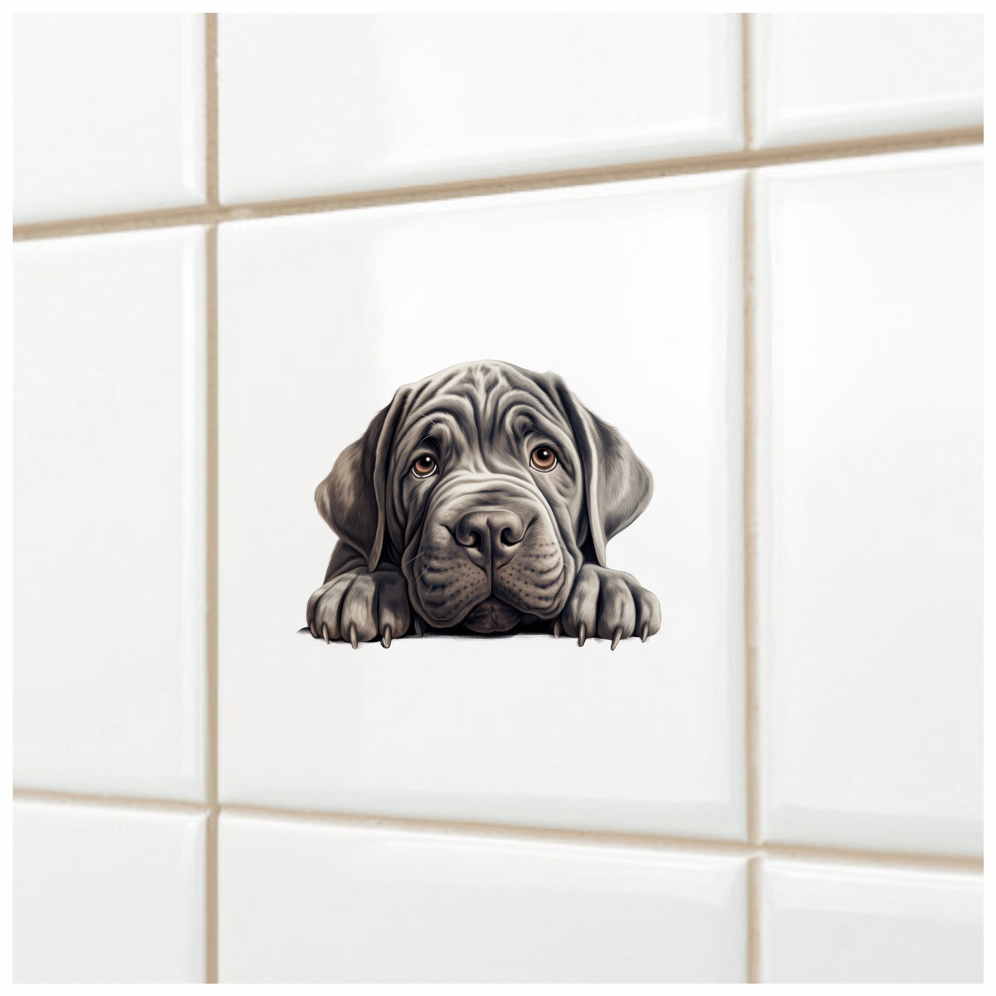 Grey Dog Mastiff Puppy Cute Vinyl Sticker Decal