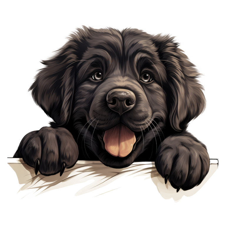 Black Dog Puppy Newfoundland Happy Vinyl Sticker Decal