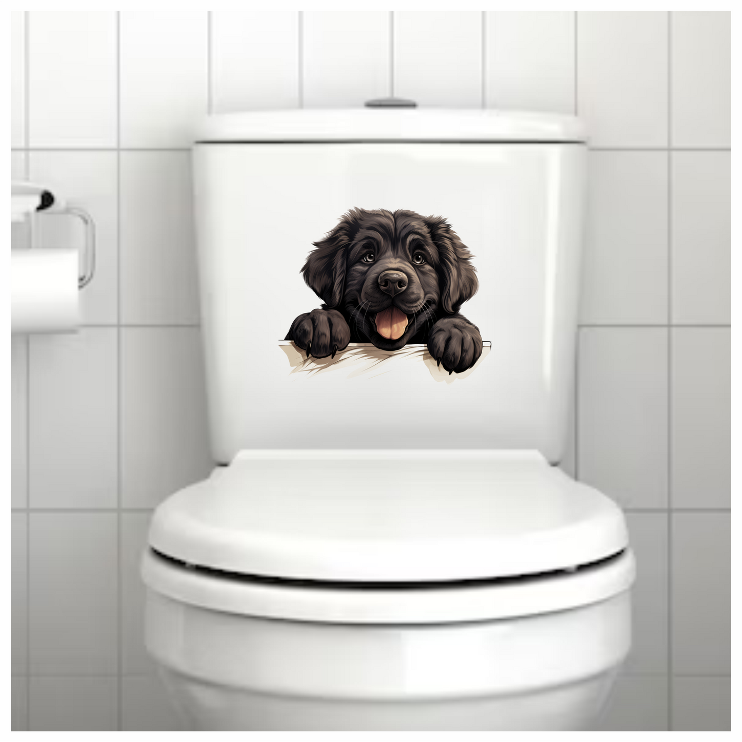 Black Dog Puppy Newfoundland Happy Vinyl Sticker Decal