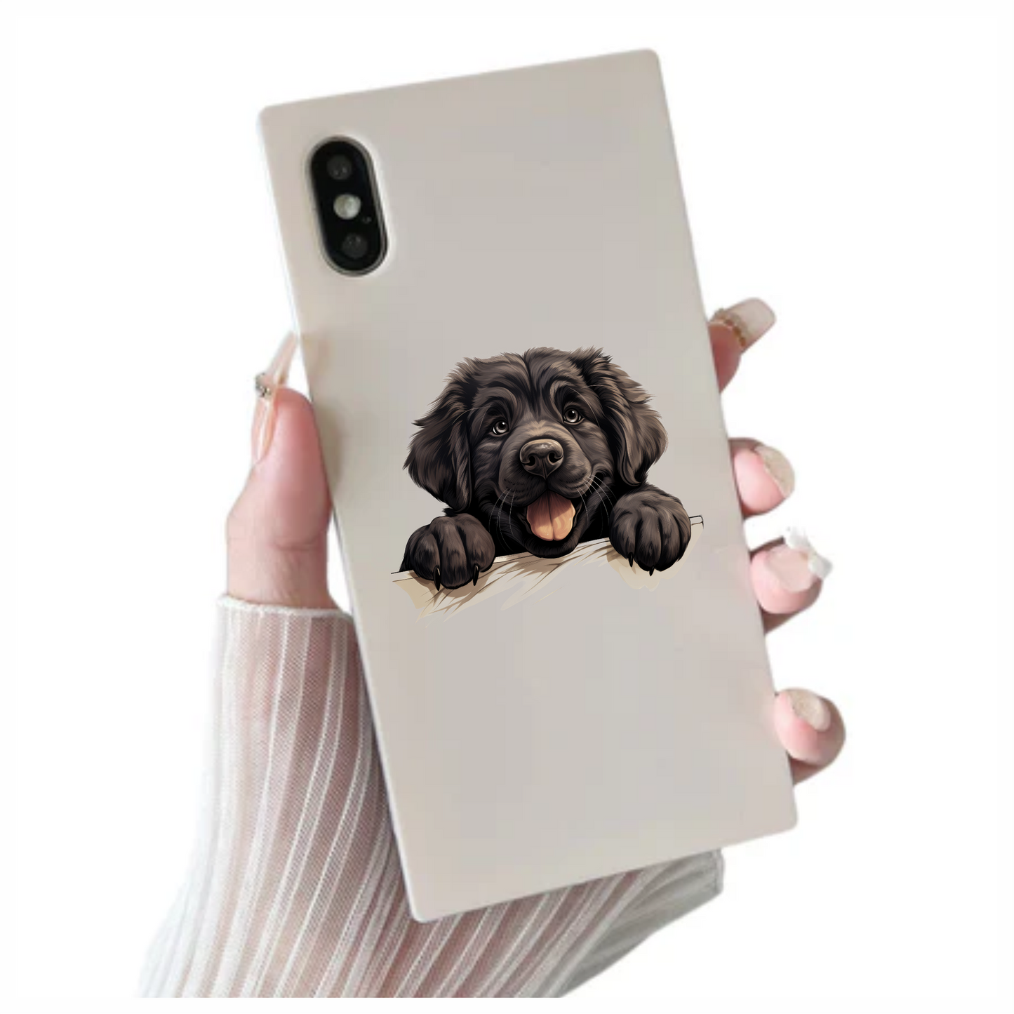 Black Dog Puppy Newfoundland Happy Vinyl Sticker Decal