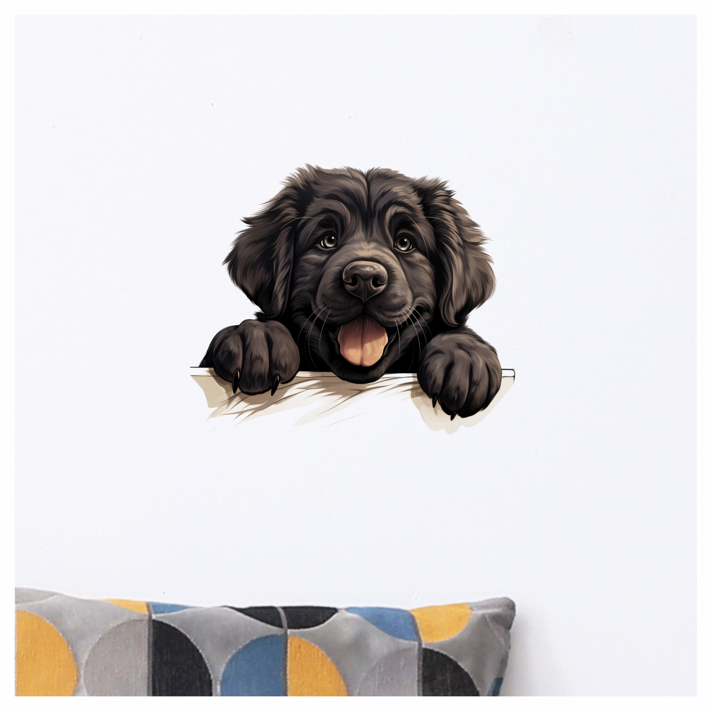 Black Dog Puppy Newfoundland Happy Vinyl Sticker Decal