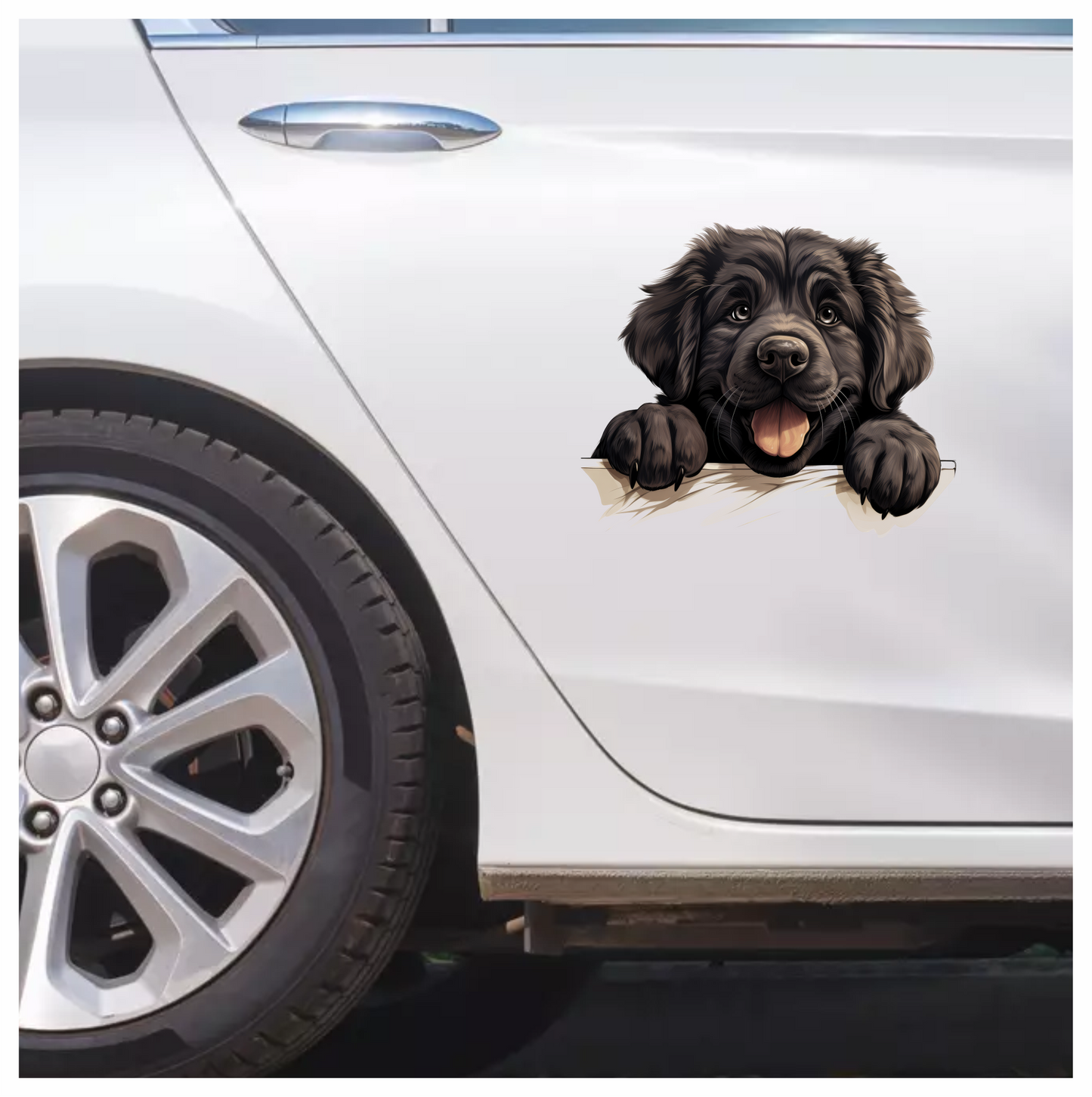 Black Dog Puppy Newfoundland Happy Vinyl Sticker Decal