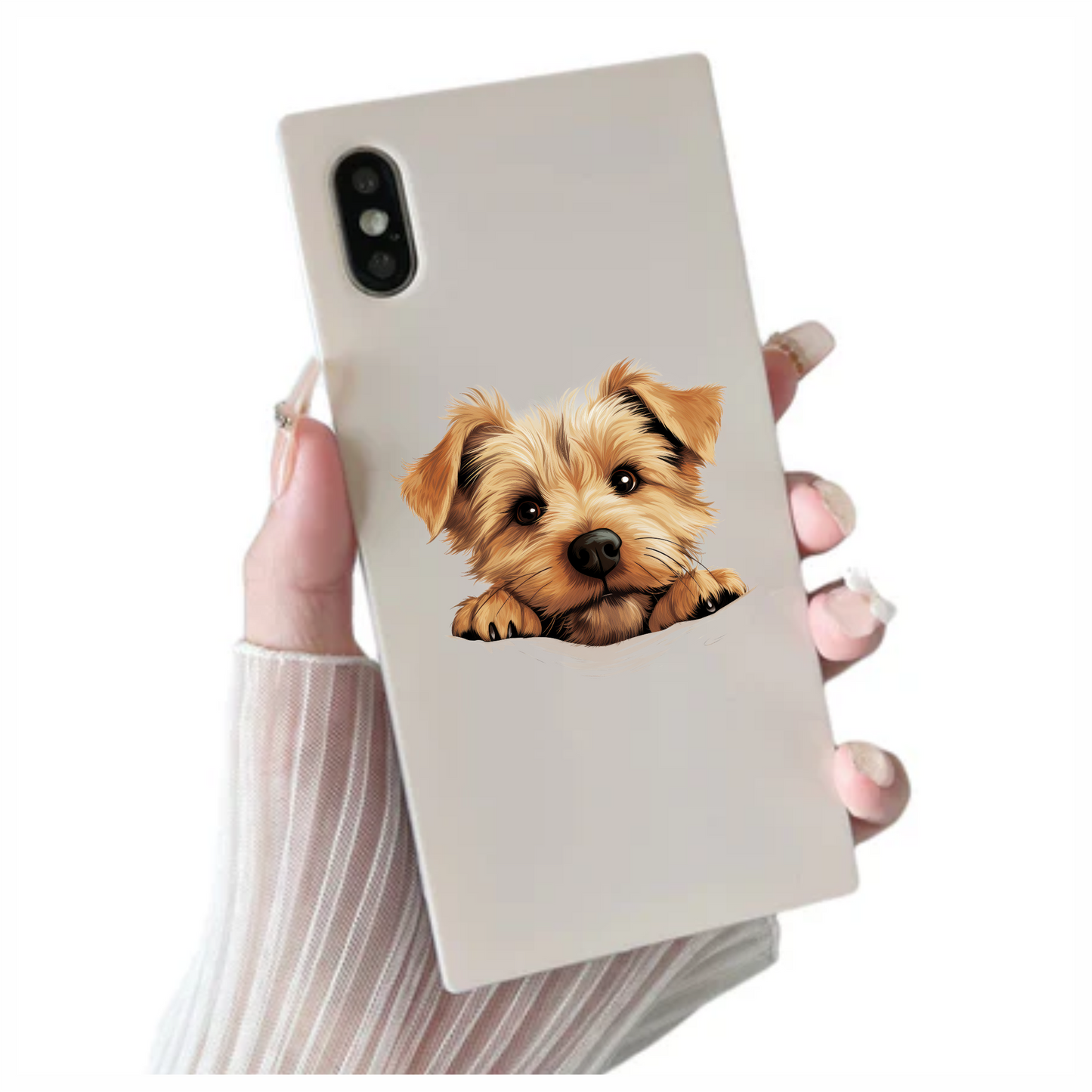 Brown Puppy Terrier Cute Face Vinyl Sticker Decal