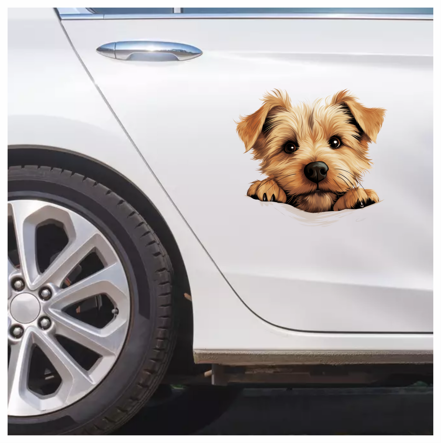 Brown Puppy Terrier Cute Face Vinyl Sticker Decal