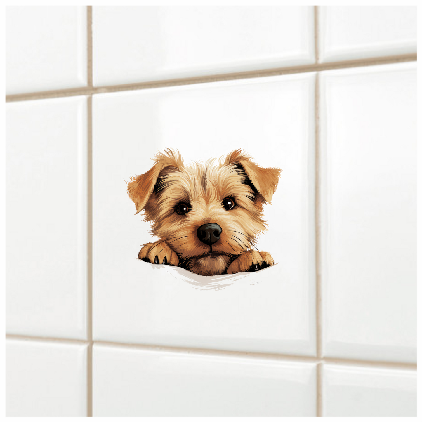 Brown Puppy Terrier Cute Face Vinyl Sticker Decal