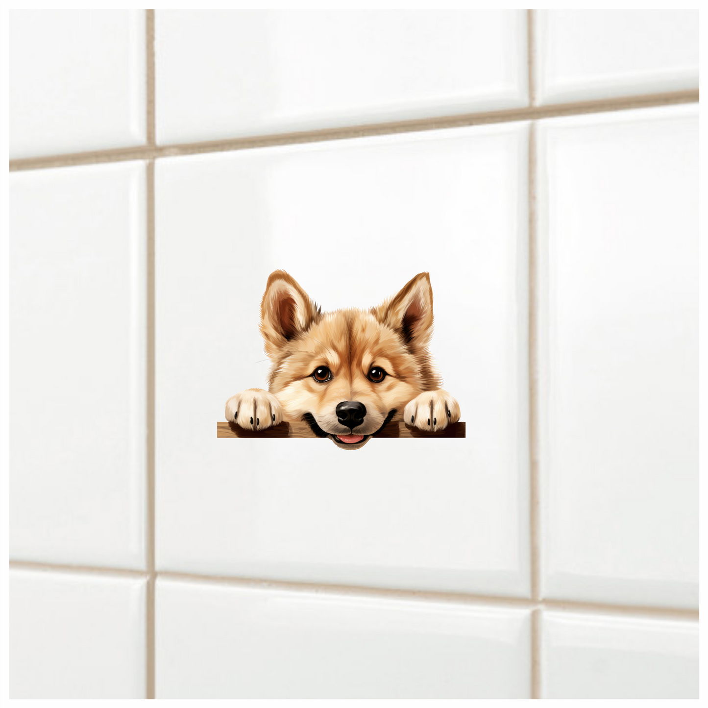 Brown Cute Dog Puppy Cartoon Vinyl Sticker Decal