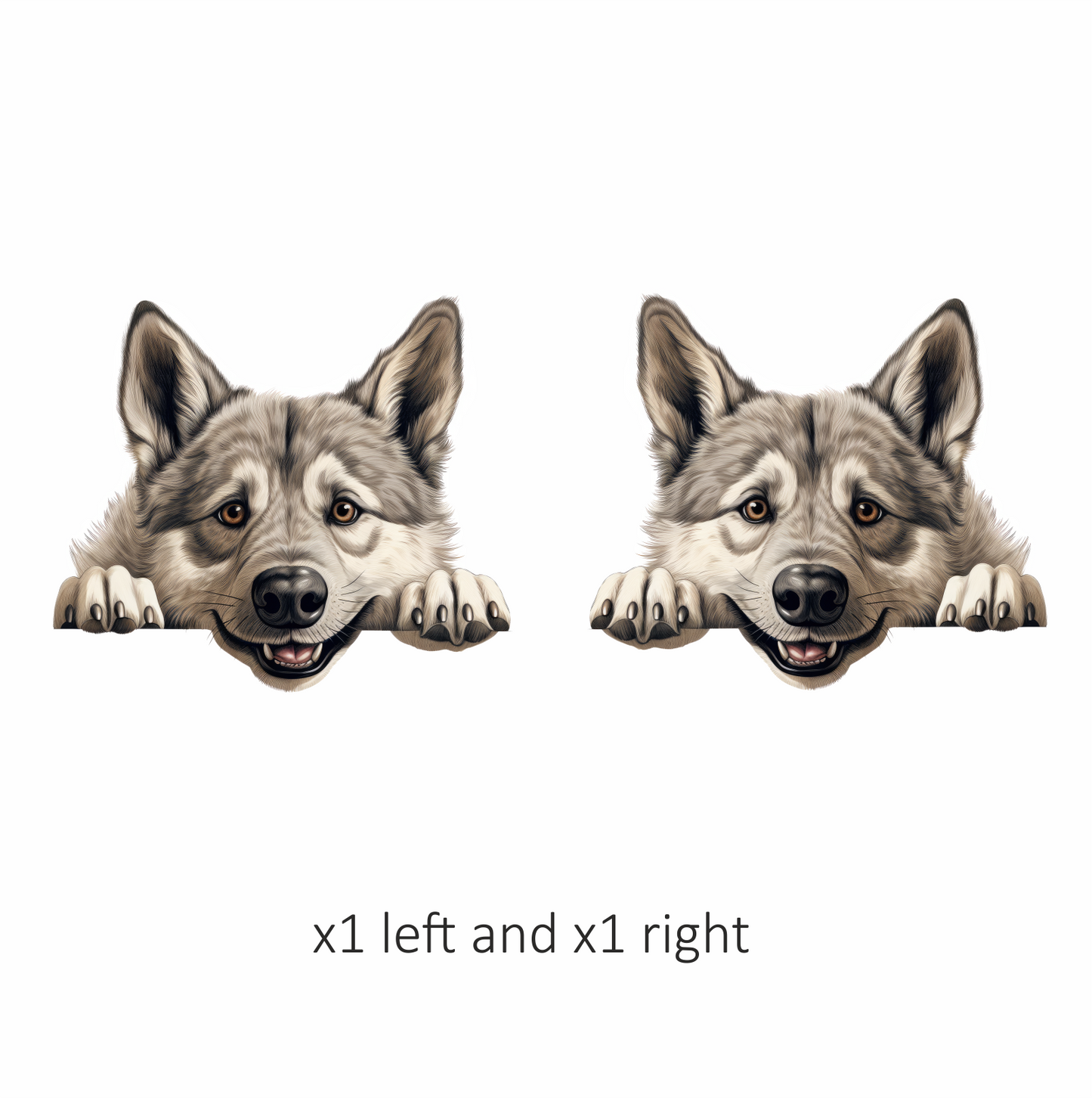 Grey Dog Husky Smiling Paws Vinyl Sticker Decal