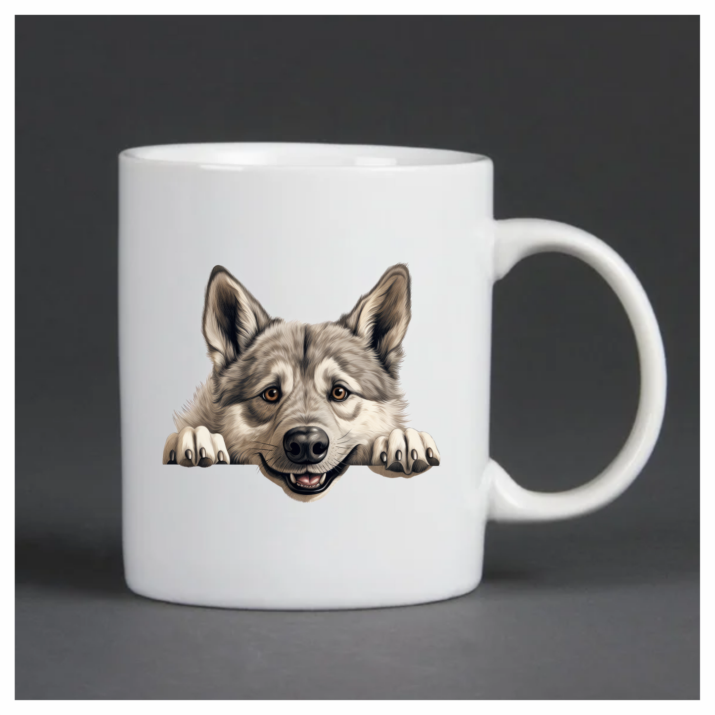 Grey Dog Husky Smiling Paws Vinyl Sticker Decal