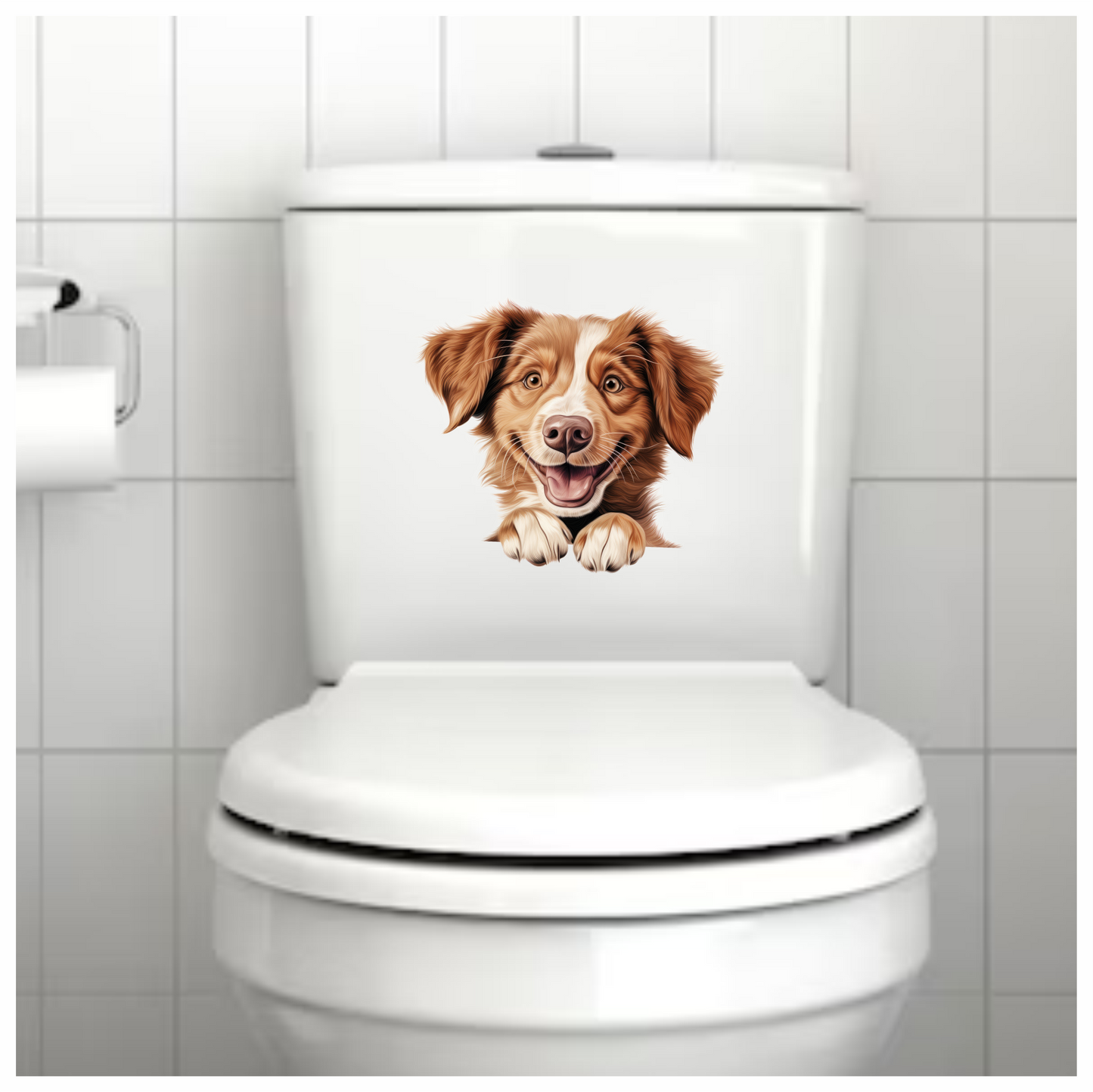 Brown Dog Happy Face Cartoon Vinyl Sticker Decal