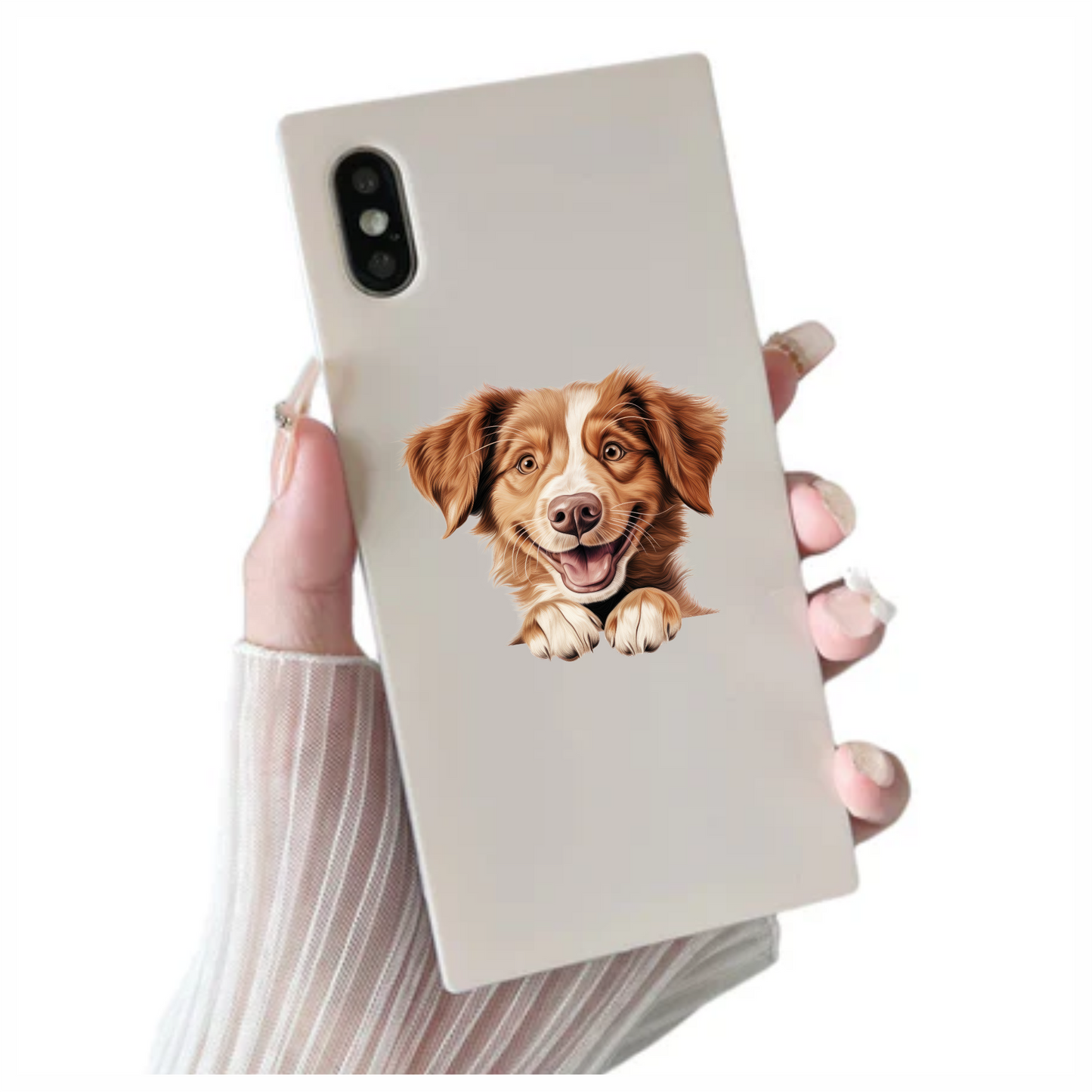 Brown Dog Happy Face Cartoon Vinyl Sticker Decal