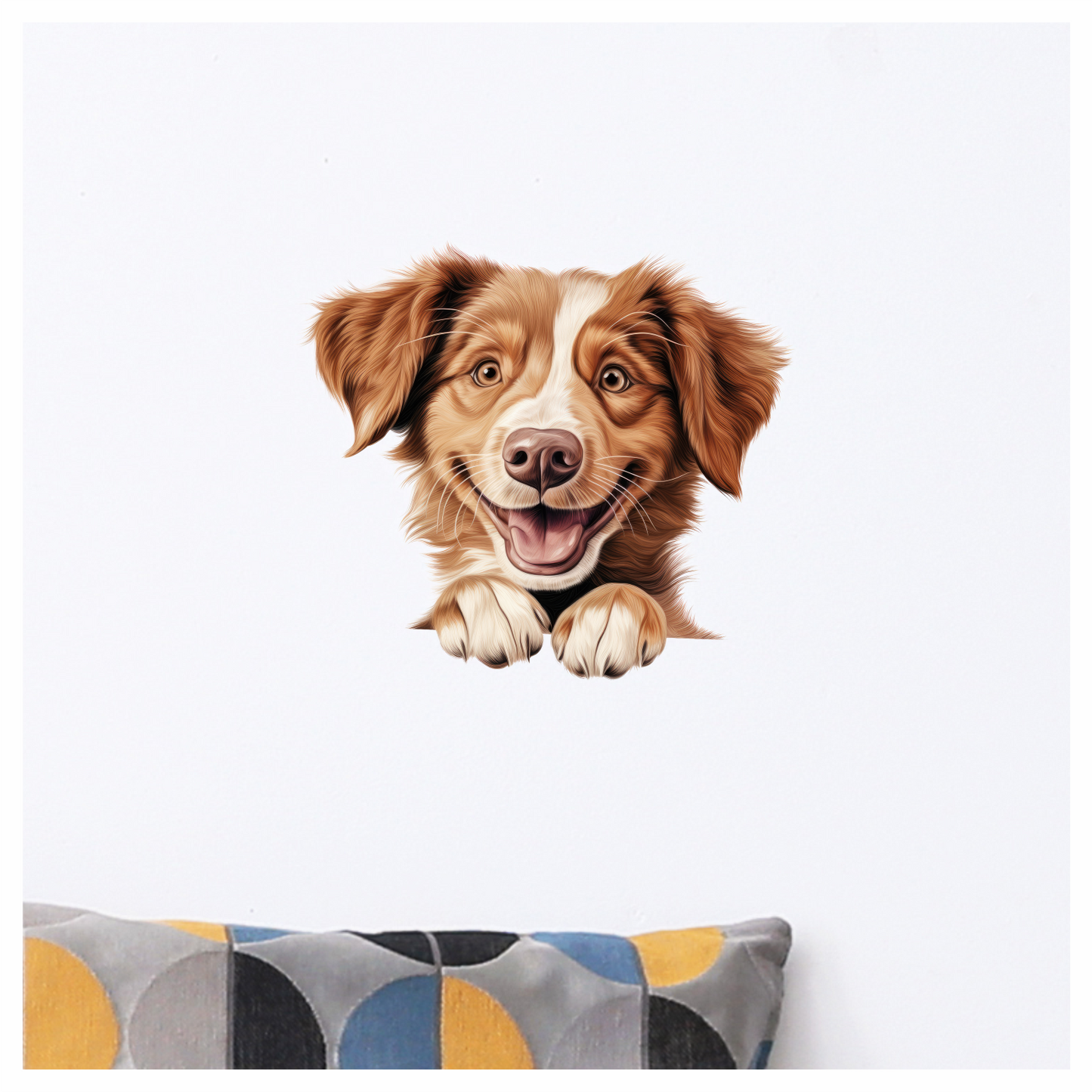 Brown Dog Happy Face Cartoon Vinyl Sticker Decal