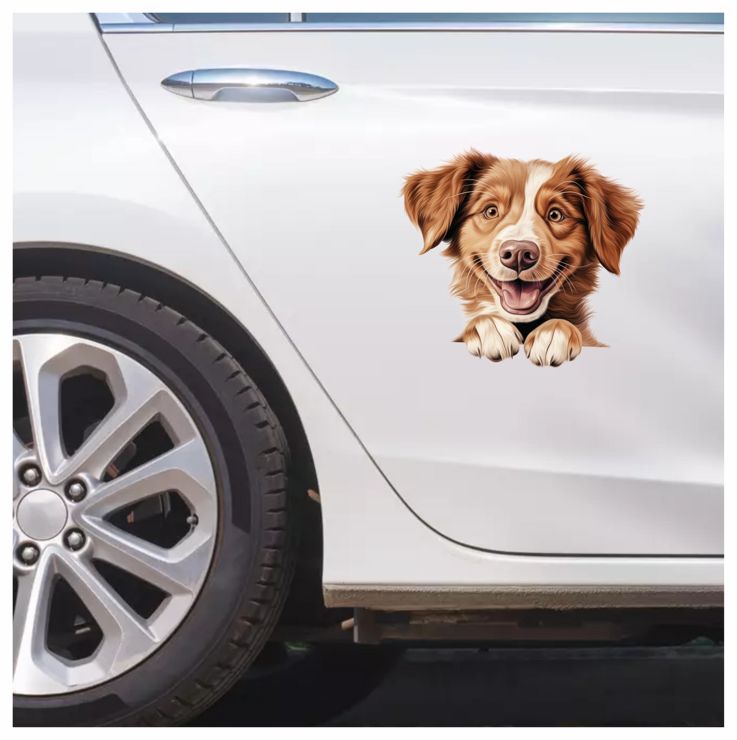Brown Dog Happy Face Cartoon Vinyl Sticker Decal