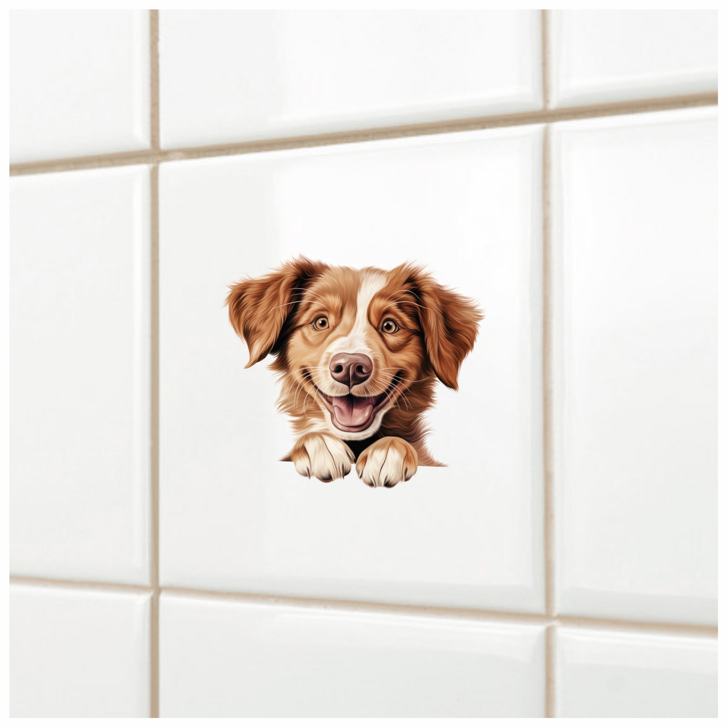 Brown Dog Happy Face Cartoon Vinyl Sticker Decal