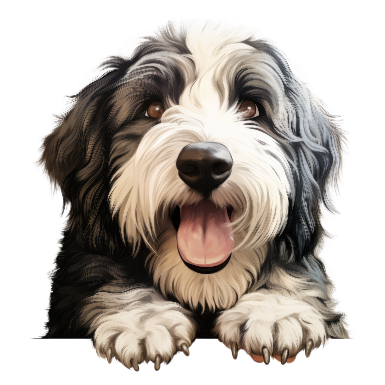 Black White Dog Bearded Collie Vinyl Sticker Decal
