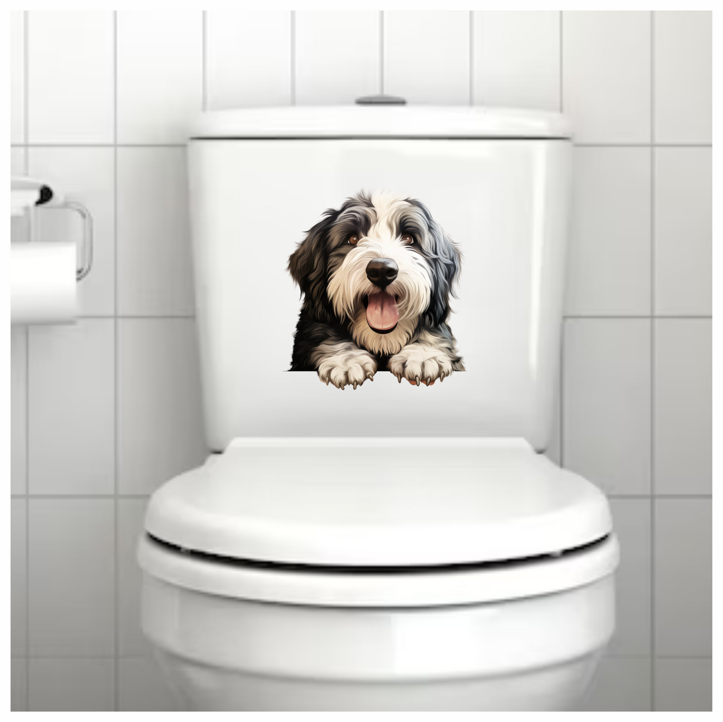 Black White Dog Bearded Collie Vinyl Sticker Decal