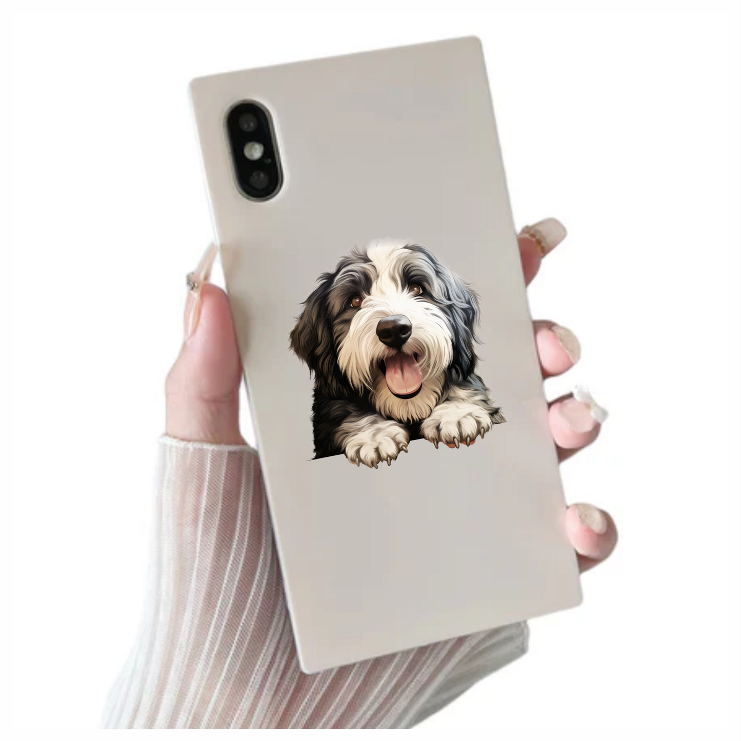 Black White Dog Bearded Collie Vinyl Sticker Decal