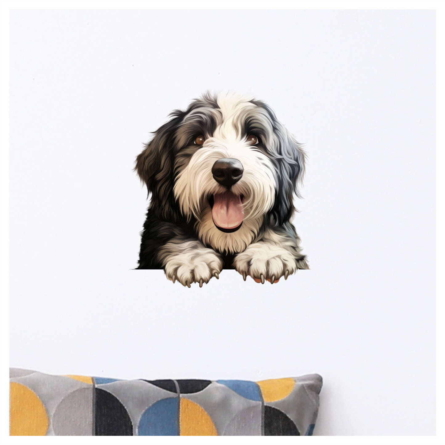 Black White Dog Bearded Collie Vinyl Sticker Decal