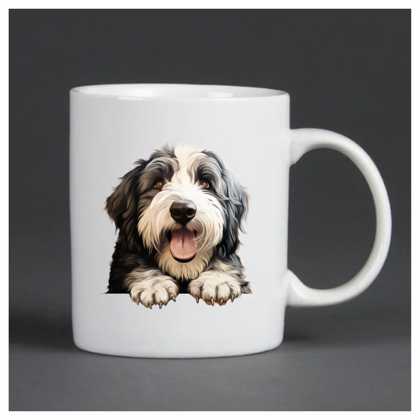 Black White Dog Bearded Collie Vinyl Sticker Decal