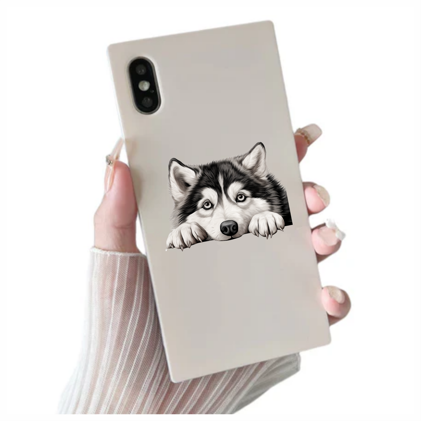 Black White Husky Dog Paws Vinyl Sticker Decal