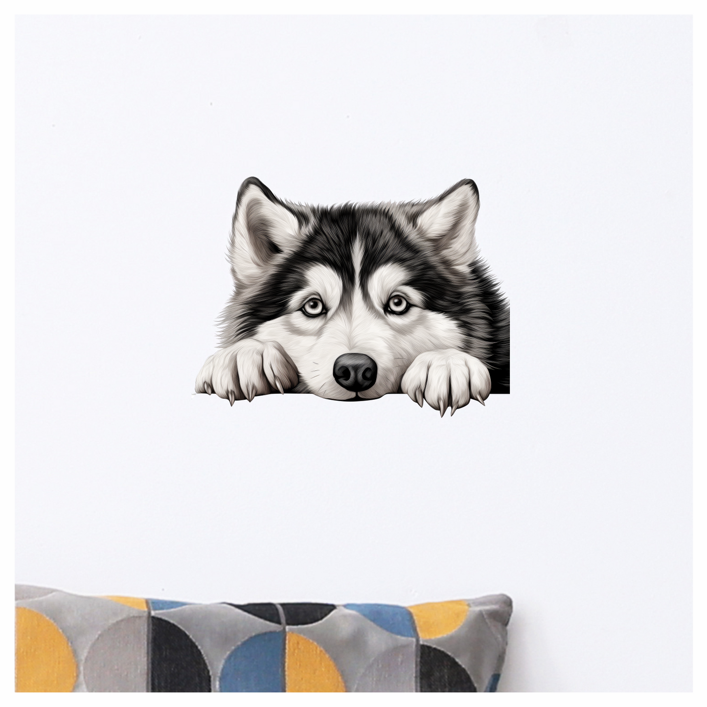 Black White Husky Dog Paws Vinyl Sticker Decal