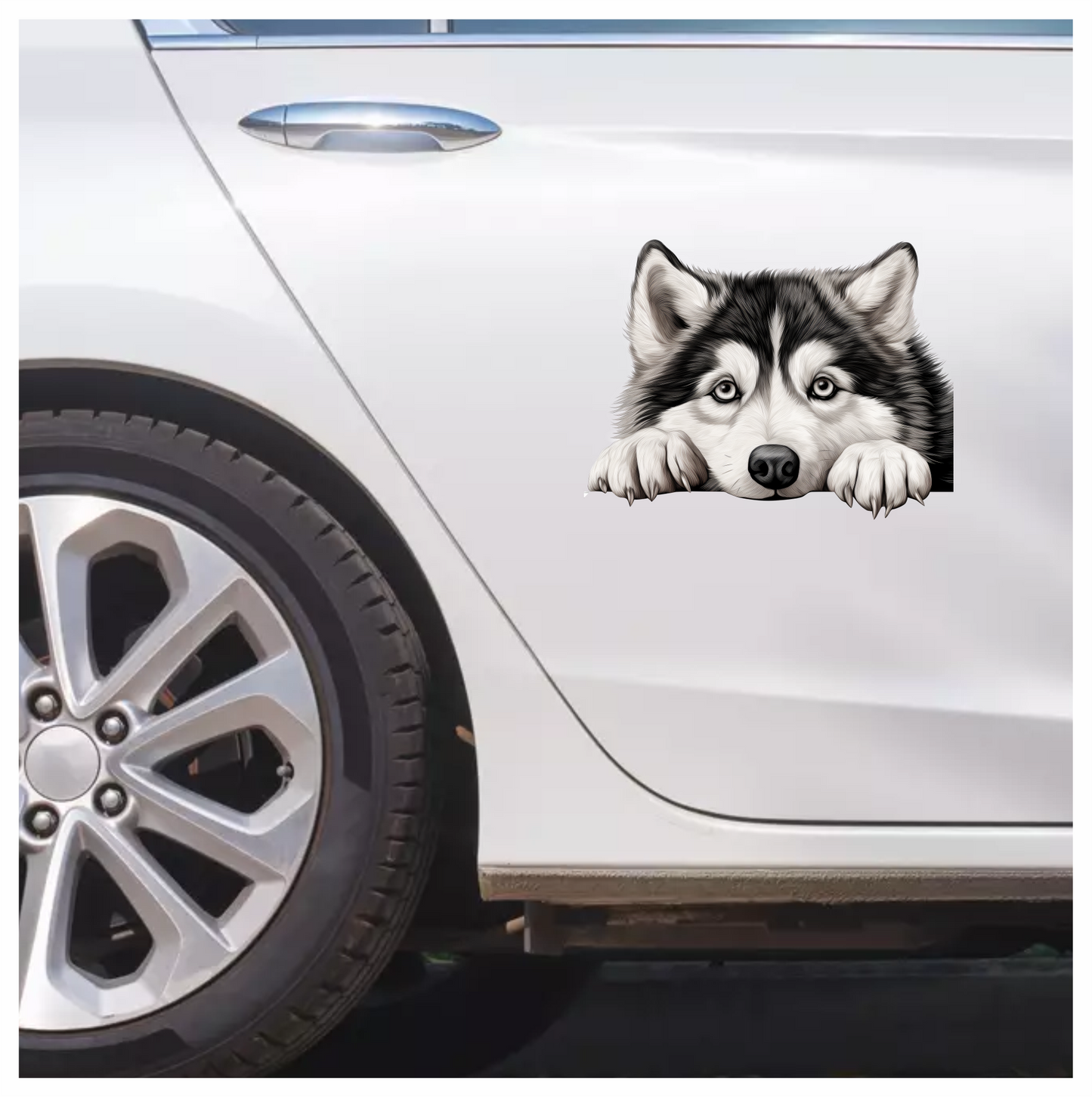 Black White Husky Dog Paws Vinyl Sticker Decal