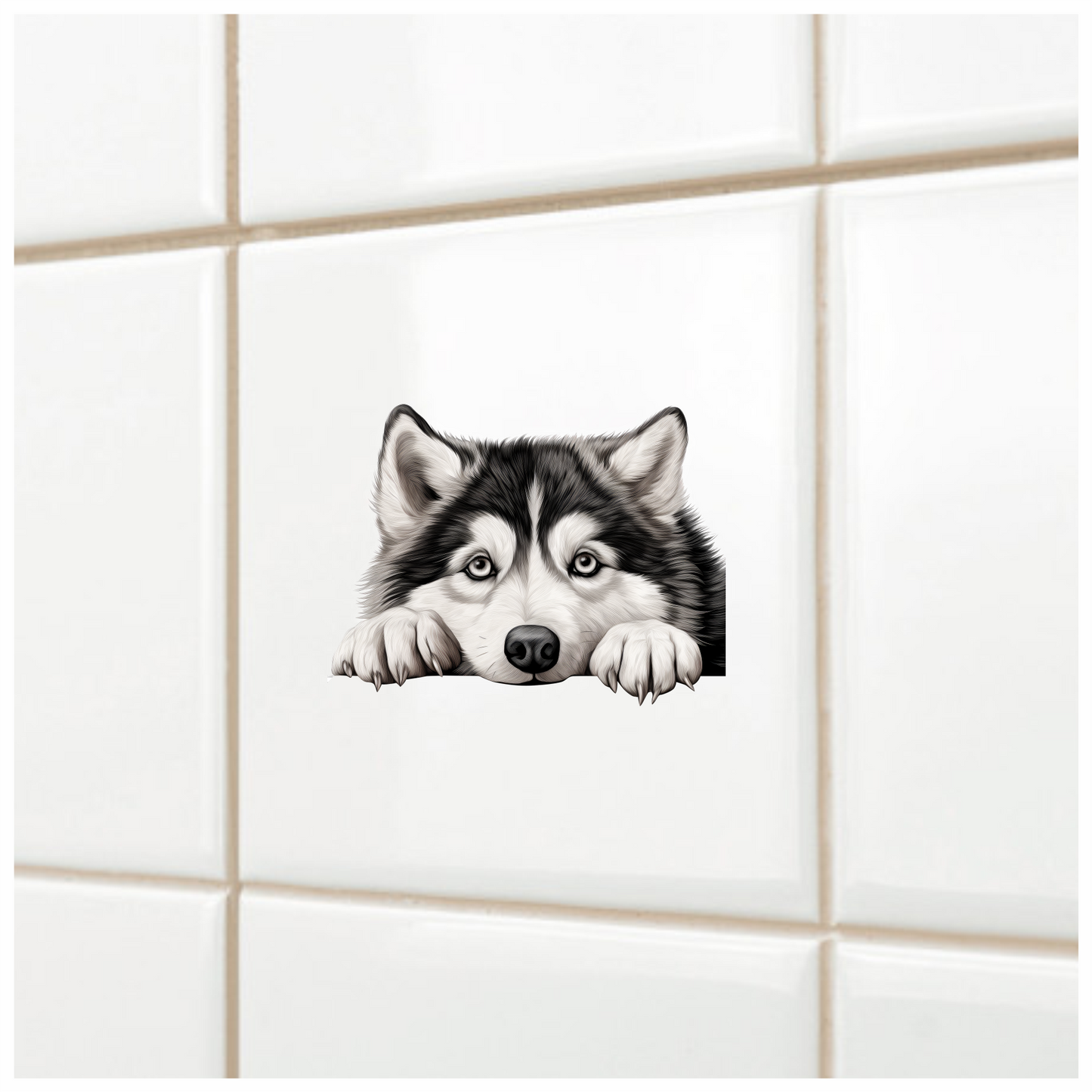 Black White Husky Dog Paws Vinyl Sticker Decal