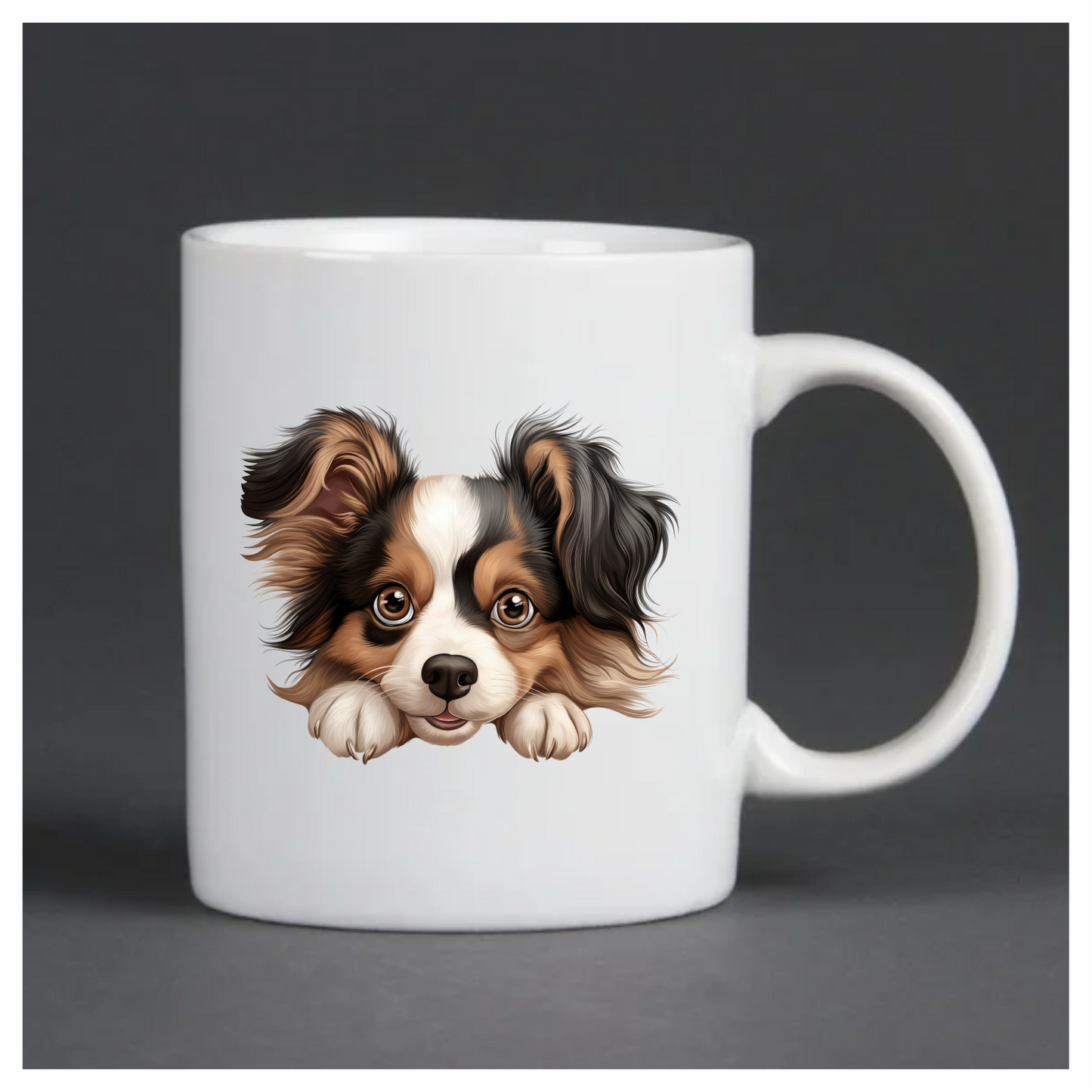 Brown White Black Dog Papillon Vinyl Sticker Decal