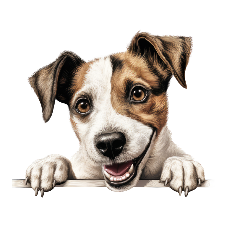 Brown White Dog JackRussell Smiling Vinyl Sticker Decal
