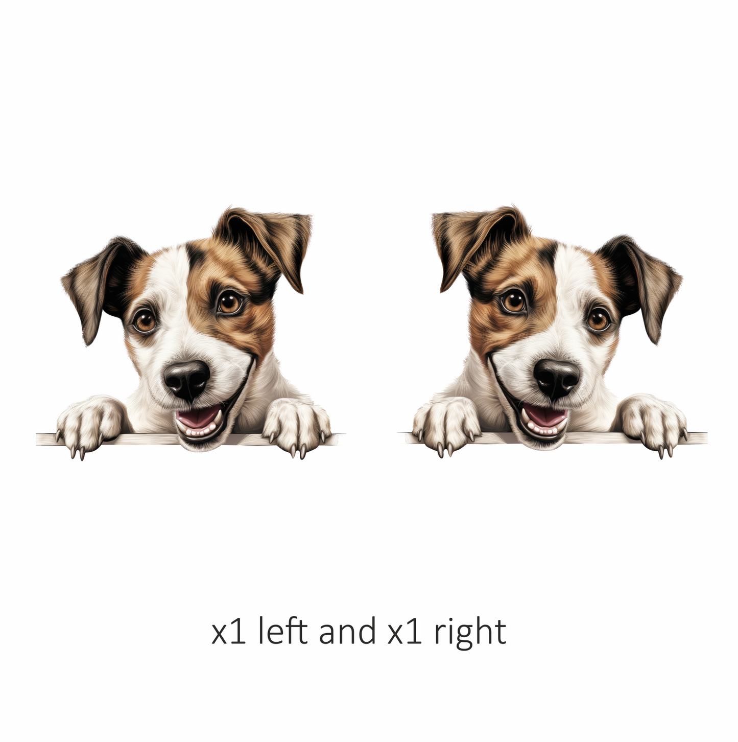 Brown White Dog JackRussell Smiling Vinyl Sticker Decal