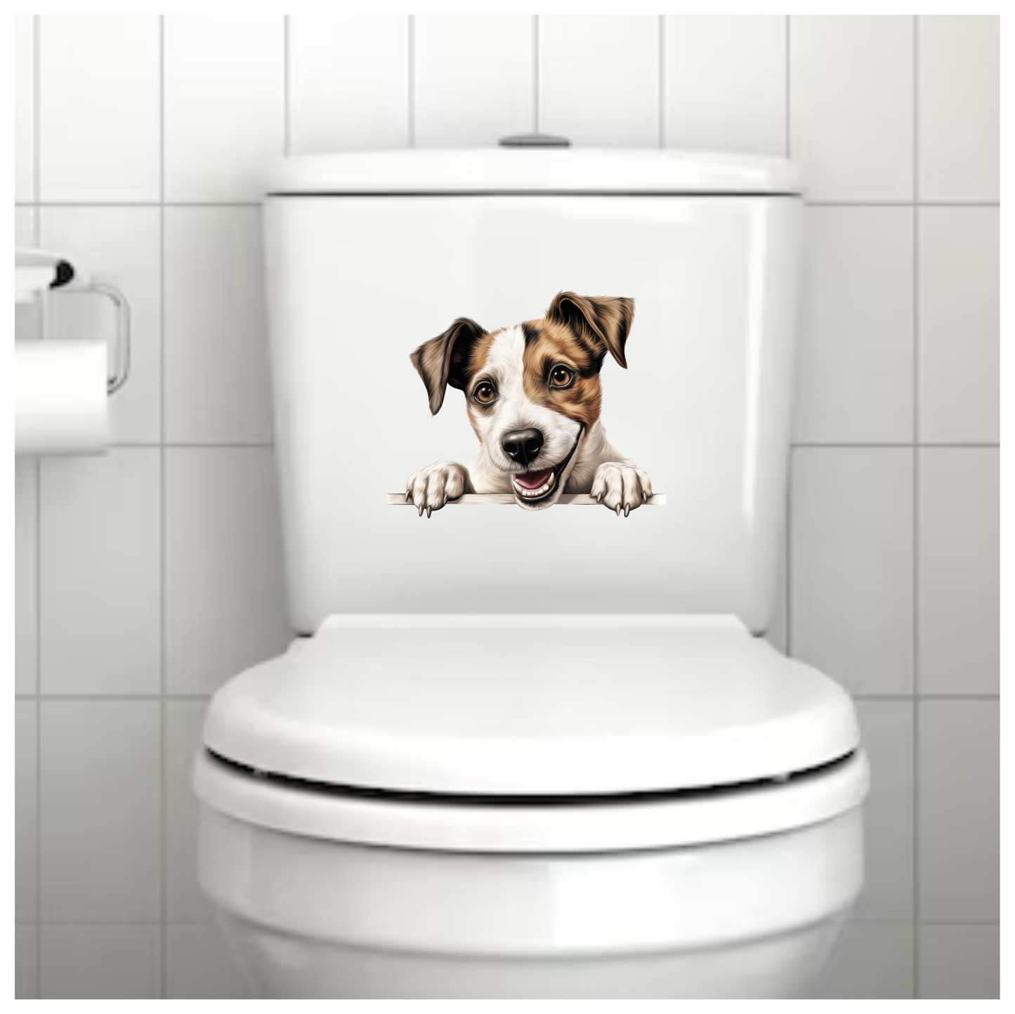 Brown White Dog JackRussell Smiling Vinyl Sticker Decal