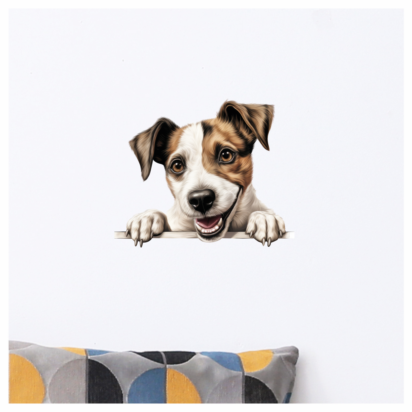 Brown White Dog JackRussell Smiling Vinyl Sticker Decal