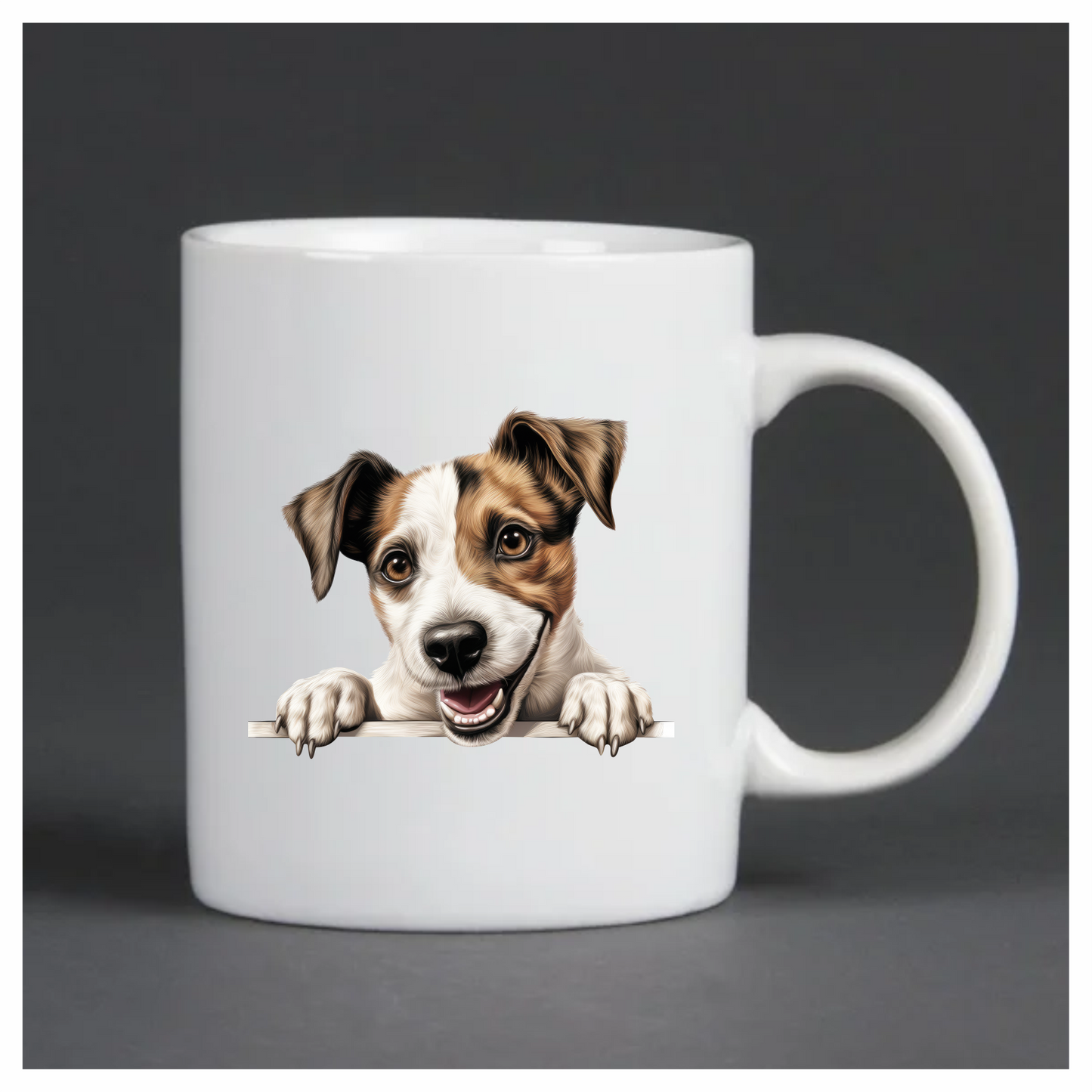Brown White Dog JackRussell Smiling Vinyl Sticker Decal