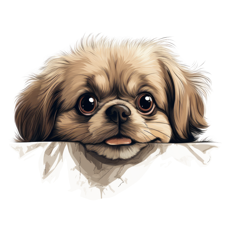 Brown Puppy Dog Pekingese Face Vinyl Sticker Decal